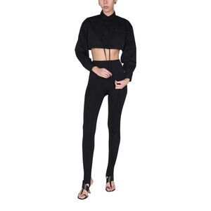 ANDREADAMO Cropped Shirt with Drawstring Detail Women BLACK Shirts